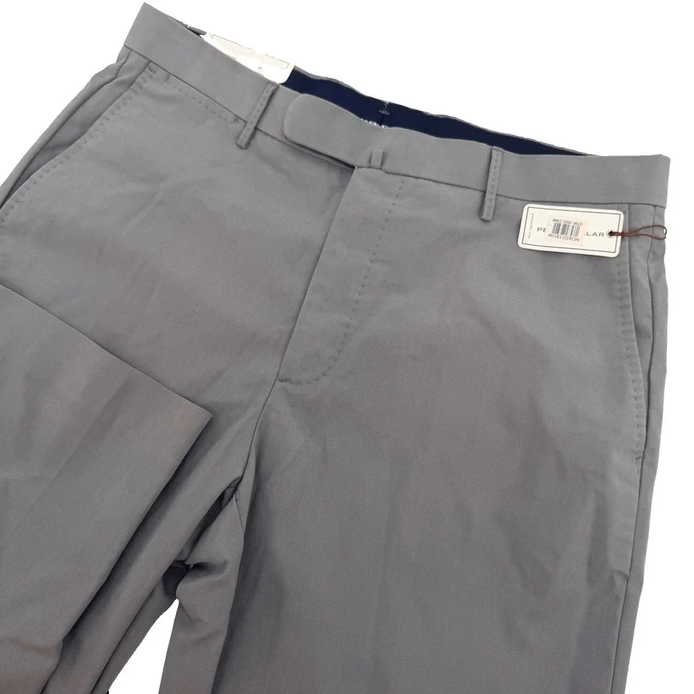 Peter Millar Pants Mens 33x35.5 Gray Poly Cotton SLIM‎ Flat Front MF16B17 NEW